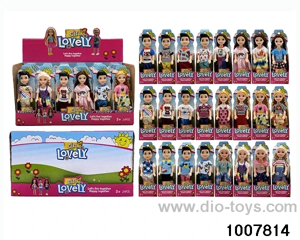 24 MIXED PACKAGES 5.5 INCH SOLID DOLL IN DISPLAY BOX