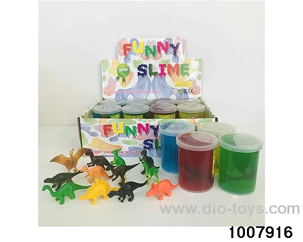 Crystal mud slime dinosaur large jar transparent color mud (12pcs) in display box