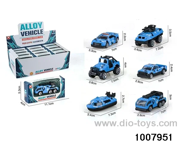(GCC)6 Sliding Navy Alloy Car (24PCS) in display box