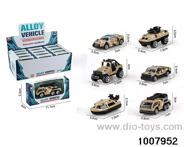 (GCC)6 sliding army alloy cars (24PCS) in display box