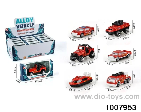 (GCC)6 sliding fire alloy trucks (24PCS) in display box