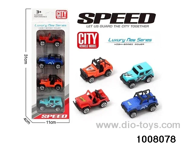 Sliding AB material off-road vehicle set 4 real_x000D_
Color SUV in display box