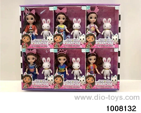 6 \Solid Articulated Body Gabby Doll Gabby with Pet Rabbit 6 Clothing Styles with Hair Band 6 PCS\/Display Box