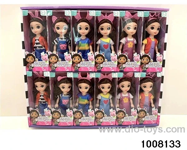 6 \Solid Articulated Body Gabby Doll Gabby 6 Style Clothing with Hair Band 12 PCS\/Display Box