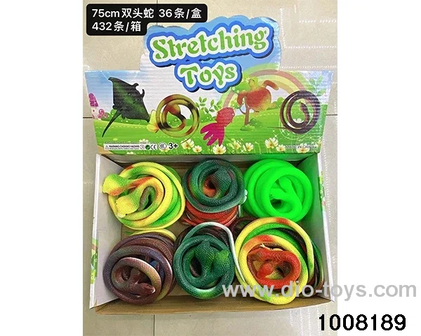 Boxed 75cm double-headed snake in display box