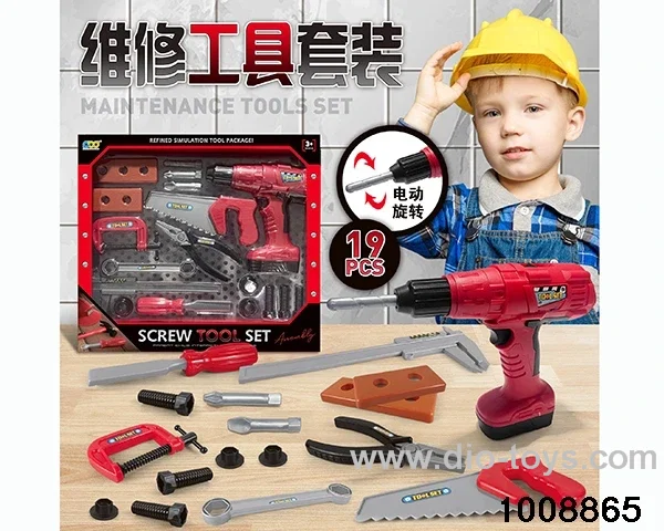 tool with eletric hand drill in window box