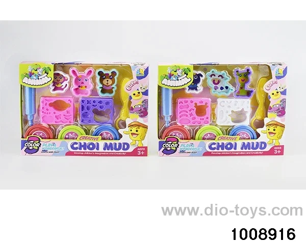2 colored clay animal sets  in window box