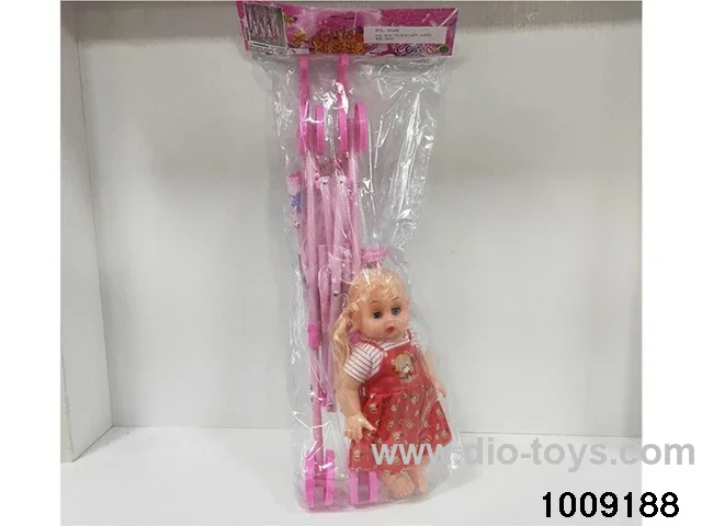 16 inch doll with music &cart 4 sets mixed loading  in poly bag header