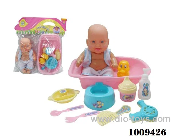 8 inch smile doll with tableware in PVC bag