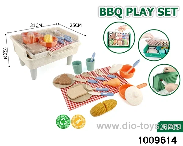 Barbecue with tableware in Hand box