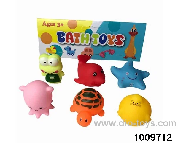 6 glue animals in the bathroom in PP bag with header
