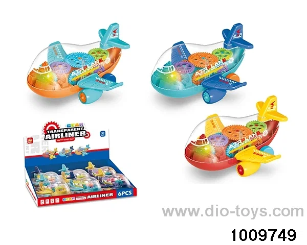 Geared Light Transparent Inertia Airplane (1 box of 6) in display box