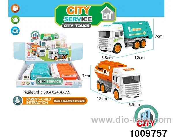 8 pcs/Oil tank truck environmentally friendly vehicle in display box