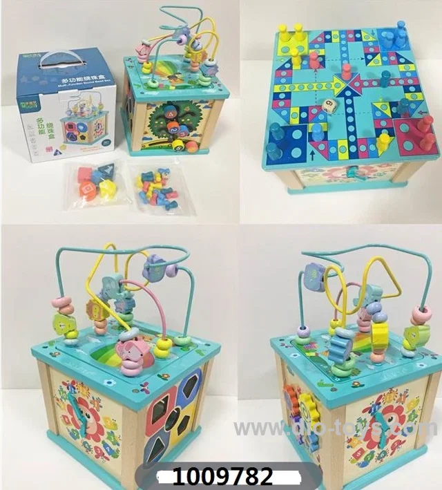 wooden cube educational toy in color box