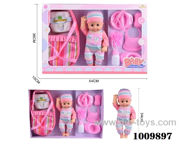 15 inch  Water doll,Movable eyes with  milk bottle ，diaper&With 6-sound IC