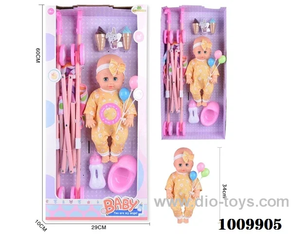 15 inch  Water doll,Movable eyes with  milk bottle ，diaper&With 6-sound IC