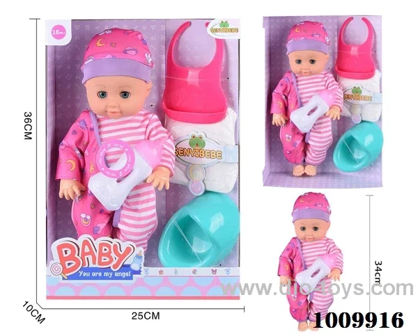 15 inch  Water doll,Movable eyes with  milk bottle ，diaper&With 6-sound IC
