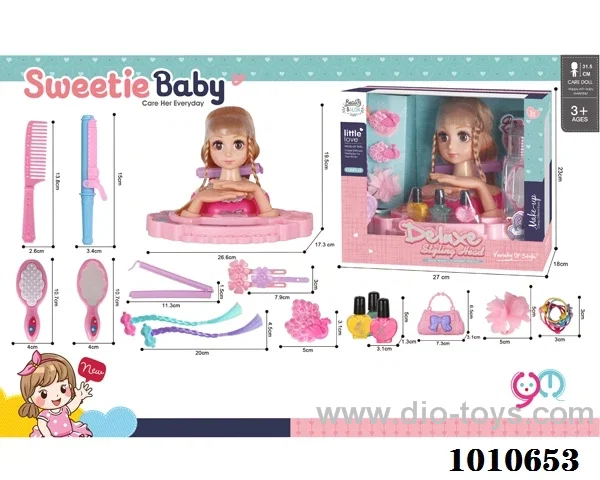 Half doll dressing set with movable eye in window box
