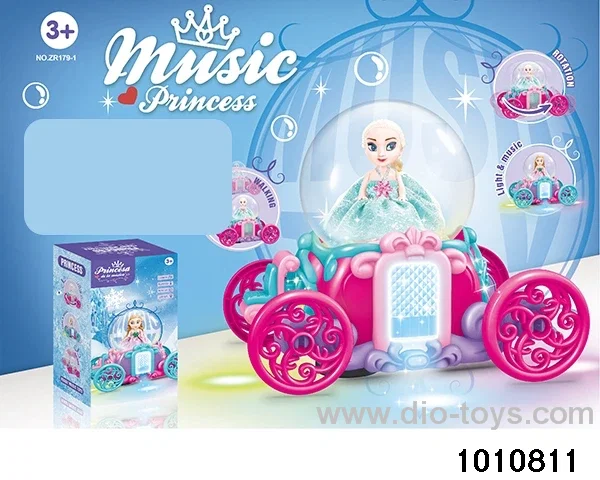 B/O Music Pumpkin Car 3.5-inch Snow and Ice Princess in color box