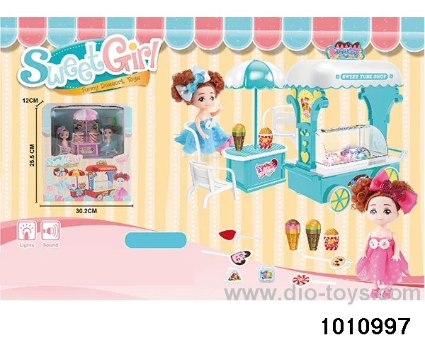Ice cream cart with light and music in window box