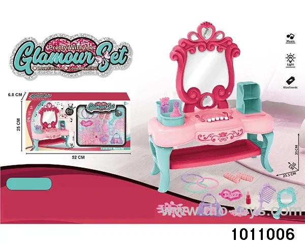 Dressing table with accessories in window box