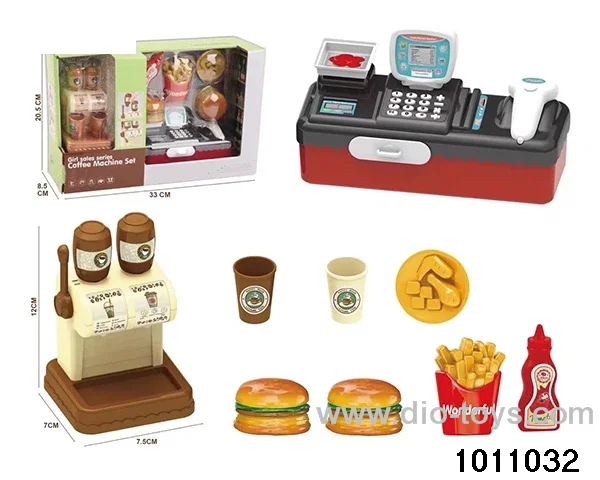 Coffee machine cash register set in window box