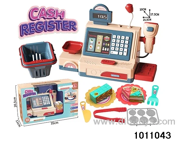 Cash register cake set in window box