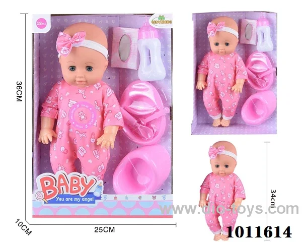 15inch blow bottle ,movable eye drink water dollwith  6-sound ic in Window box