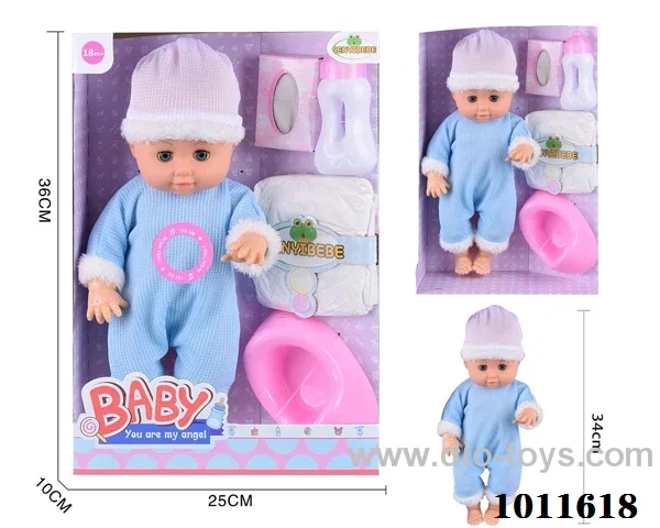 15inch blow bottle ,movable eye drink water doll with  6-sound ic in Window box