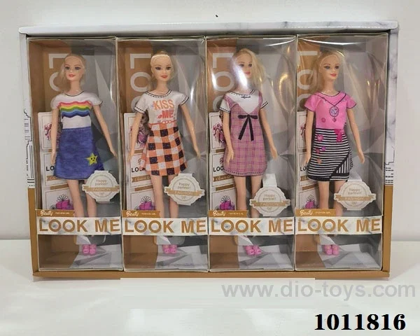 4pcs 11inch doll with many types of clothes mixed in Display box