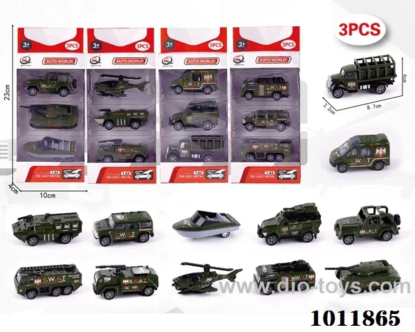 3pcs 1:64 Return alloy car 12 sets mixed loading in  window box