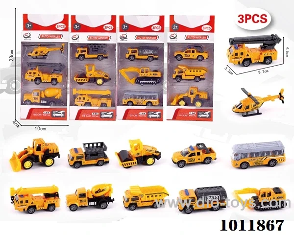 3pcs 1:64 Return alloy car 12 sets mixed loading in  window box