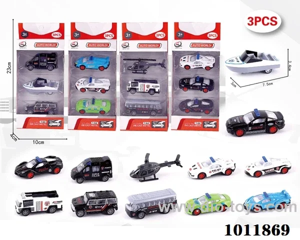 3pcs 1:64 Return alloy car 12 sets mixed loading in  window box