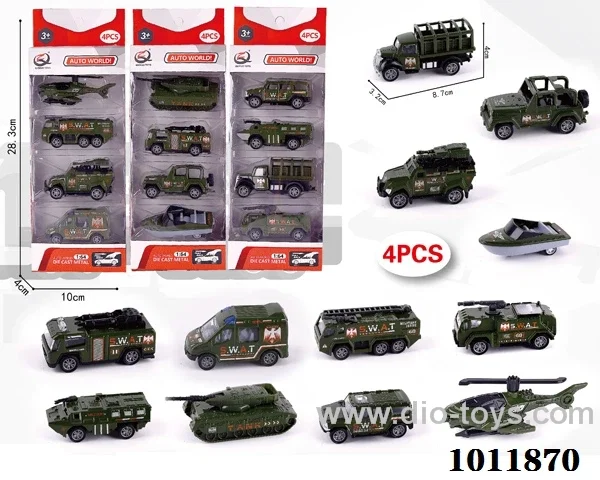 4pcs 1:64 Return alloy car 12 sets mixed loading in  window box