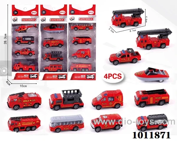4pcs 1:64 Return alloy car 12 sets mixed loading in  window box