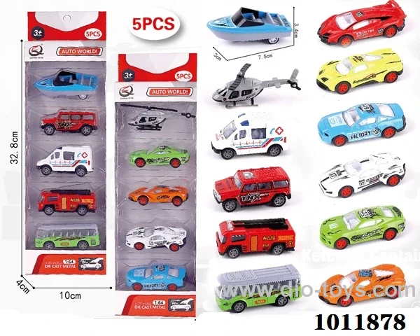 5pcs 1:64 Return alloy car 10 sets mixed loading in  window box