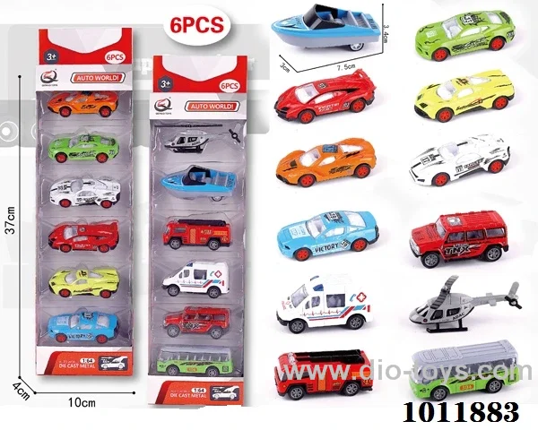6pcs 1:64 Return alloy car 12 sets mixed loading in  window box