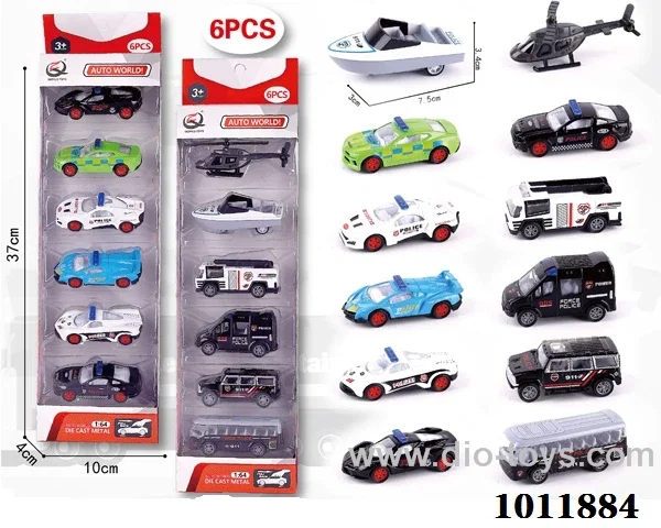 6pcs 1:64 Return alloy car 12 sets mixed loading in  window box
