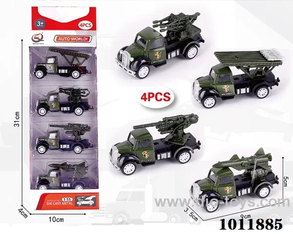 4pcs 1:55 Return alloy car 4 sets mixed loading in  window box