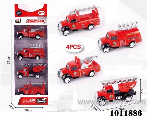 4pcs 1:55 Return alloy car 4 sets mixed loading in  window box