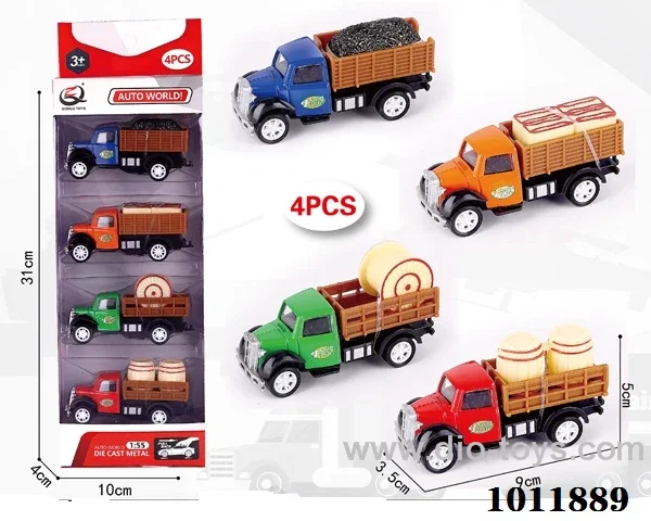 4pcs 1:55 Return alloy car 4 sets mixed loading in  window box