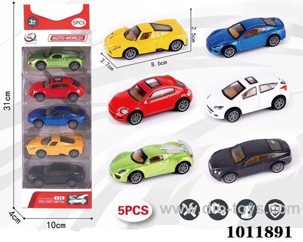 5pcs 1:55 Return alloy car 6 sets mixed loading in  window box