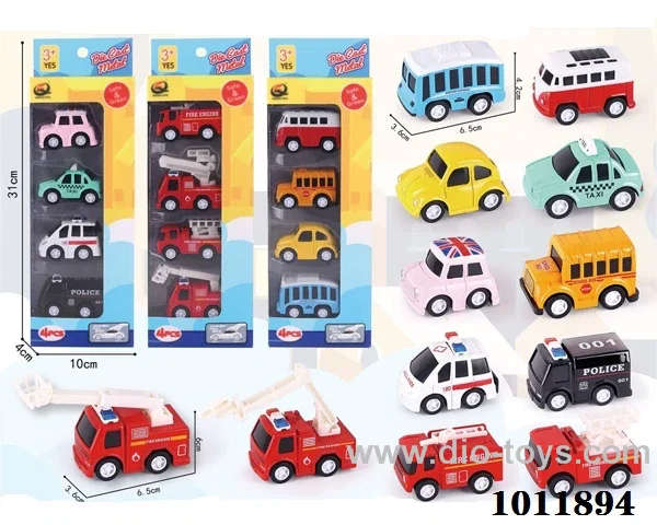4pcs 1:55 Return alloy car 12 sets mixed loading in  window box