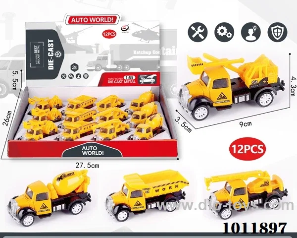 12pcs 1:55 Return alloy car 4 sets mixed loading in  window box