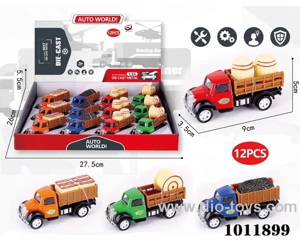 12pcs 1:55 Return alloy car 4 sets mixed loading in  window box