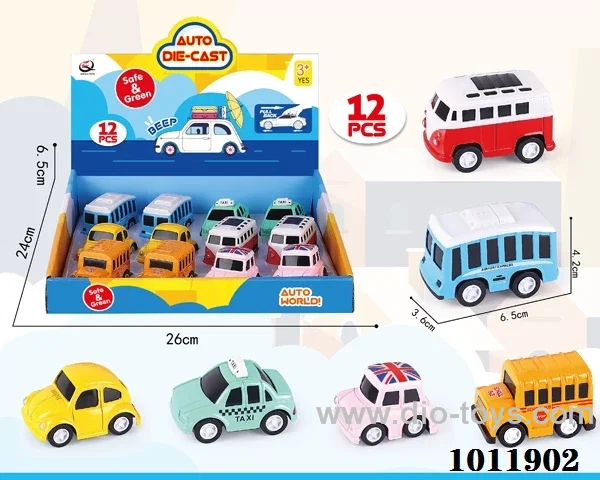 Q edition 12pcs  Return alloy car 6 sets mixed loading in Display box