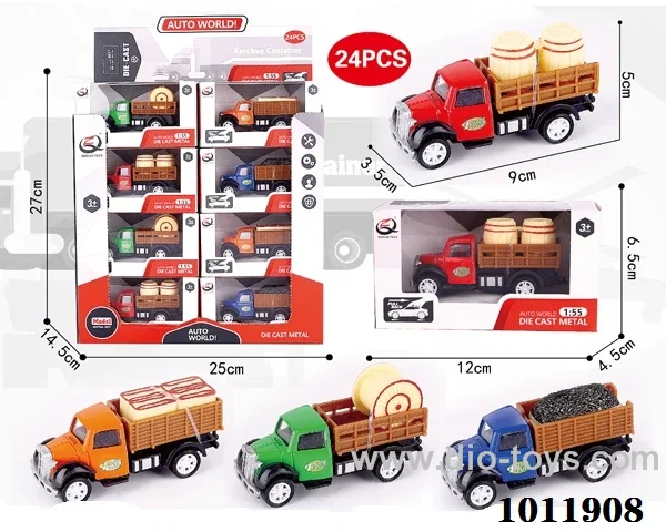 24pcs 1:55 Return alloy car 4 sets mixed loading in  window box