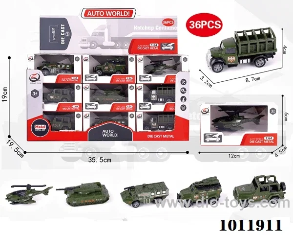 36pcs 1:64 Return alloy car 6 sets mixed loading in  window box