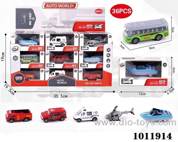 36pcs 1:64 Return alloy car 6 sets mixed loading in Display box