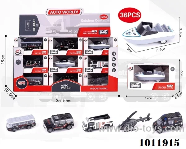 36pcs 1:64 Return alloy car 6 sets mixed loading in  window box